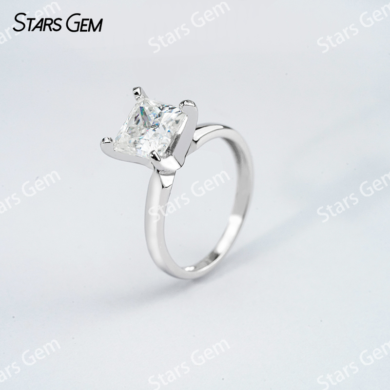 7×7mm Princess Cut Moissanite S925 Sterling Silver Solitaire Engagement Ring