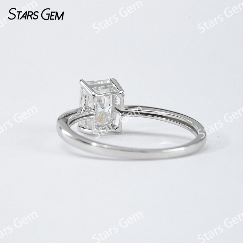 5×7mm Radiant Cut Moissanite S925 Sterling Silver Solitaire Engagement Ring