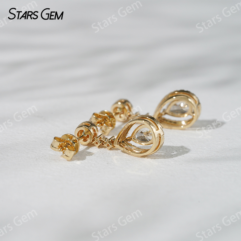 6.5×4.5mm Pear Cut Lab Grown Diamond 18K Gold Diamond Earrings