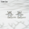 4.1mm Round Brilliant Cut Lab Grown Diamond Snowflake Shape 18K Gold Diamond Stud Earrings