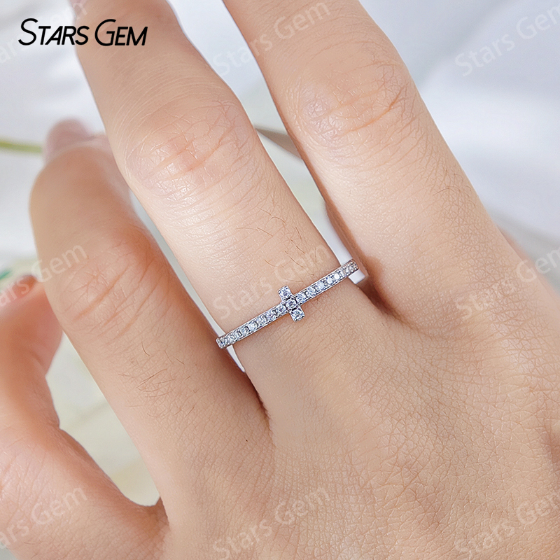 1.2mm Round Brilliant Cut Moissanite S925 Sterling Silver Diamond Eternity Ring
