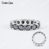 4mm Round Brilliant Cut White Black Moissanite S925 Sterling Silver Diamond Eternity Ring