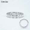 4mm Round Brilliant Cut White Black Moissanite S925 Sterling Silver Diamond Eternity Ring