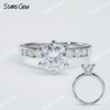8mm Round Brilliant Cut Moissanite S925 Sterling Silver Pave 6 Prongs Channel Set Engagement Ring