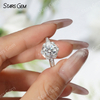 7.5mm Round Brilliant Cut Moissanite S925 Sterling Silver Hexagonal Shape Design Halo Engagement Ring