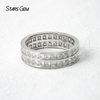 2×2mm Princess Cut Moissanite S925 Sterling Silver Diamond Eternity Rings