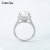 9×11mm Long Cushion Cut Moissanite S925 Sterling Silver Halo Engagement Ring