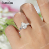 7×​9mm Pear Cut Moissanite S925 Sterling Silver Three Stone Engagement Ring