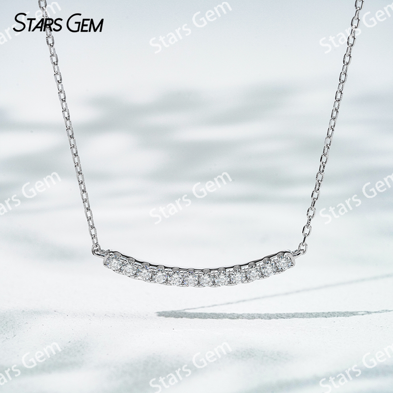 2mm Round Brilliant Cut Moissanite S925 Sterling Silver Diamond Pendant Necklace