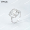 6×8mm Radiant Cut Moissanite S925 Sterling Silver Halo Engagement Ring