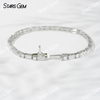 18K White Gold with 3×5mm Octagon Emerald Cut and 3.1mm Round Brilliant Cut Lab Diamond Bracelet Tennis Bracelet