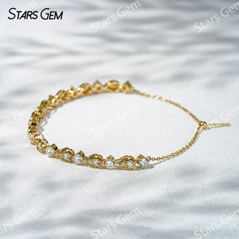 18K Yellow Gold with Round Brilliant Cut Lab Grown Diamond Bracelet