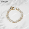 18K Yellow Gold Tennis Bracelet 5×7mm Pear Cut Lab Grown Diamond Bracelet