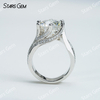 11mm Round Brilliant Cut Moissanite 6 Prongs S925 Sterling Silver Pave Engagement Ring