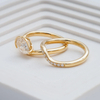 Curved 18K Solid Gold With Pear Shape Moissanite Rings Set