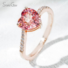 8×8mm Heart Cut Lab Grown Sukura Pink Sapphire 18K Rose Gold Pave Engagement Ring