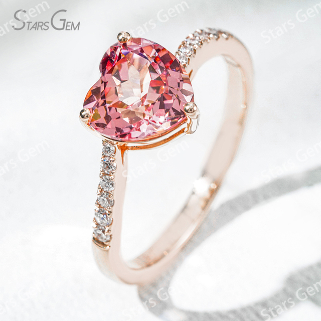8×8mm Heart Cut Lab Grown Sukura Pink Sapphire 18K Rose Gold Pave Engagement Ring