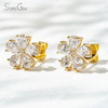 3×4mm Pear Cut Lab Grown Diamond Petals Shape Design 18K Gold Diamond Stud Earrings