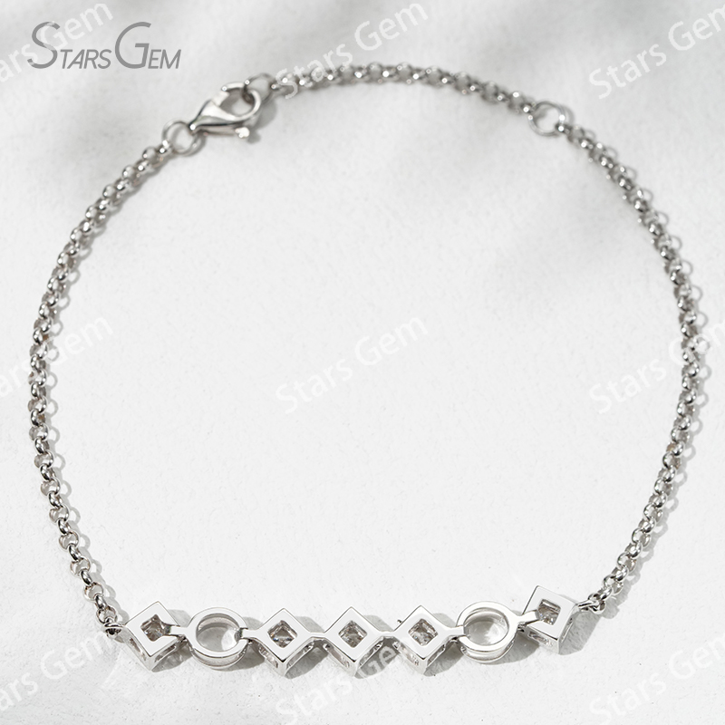 2.5×2.5mm Princess Cut Lab Grown Diamond 18K White Gold Diamond Bracelet