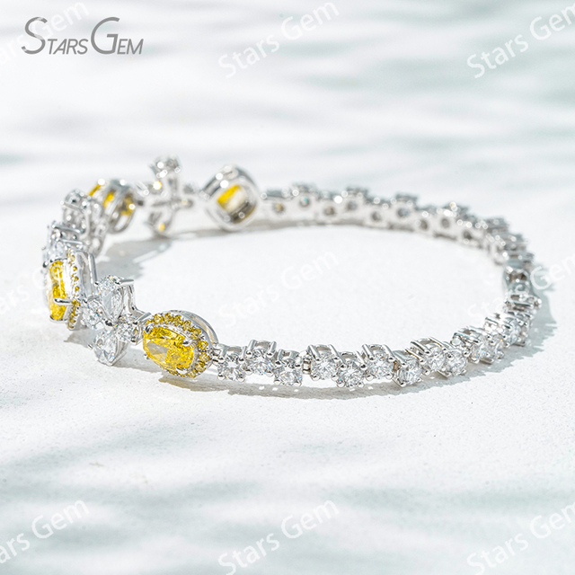 Fancy Shape Lab Grown Diamond 18K White Gold Diamond Bracelet