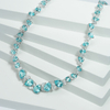 14K White Gold Pear Cut Lab Grown Paraiba Sapphire and Moissanite Luxury Diamond Necklace