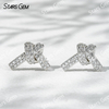 Starsgem 0.9mm Round Brilliant Cut Lab Grown Diamond Ribbon Knot Design 18K Gold Diamond Stud Earrings