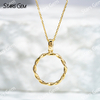 1.0mm Round Brilliant Cut DEF VS Lab Grown Diamond Circle Shape Pendant 18K Gold Necklace