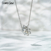 1.0ct 6.5mm Round Brilliant Cut DEF VS Lab Grown Diamond Sunflower Pendant 18K White Gold Necklace