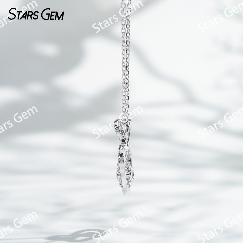 Lock with my Heart 18K White Gold Necklace DEF VS Lab Grown Diamond Pendant