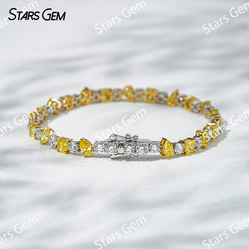 18K White Gold Fancy Shape Lab Grown Diamond Bracelet