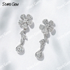 0.8mm & 1mm & 1.2mm & 1.3mm Round Brilliant Cut Lab Grown Diamond Flower Design 18K White Gold Diamond Earrings