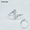 5×10mm Marquise Cut Moissanite Tension Set S925 Sterling Silver Solitaire Engagement Ring