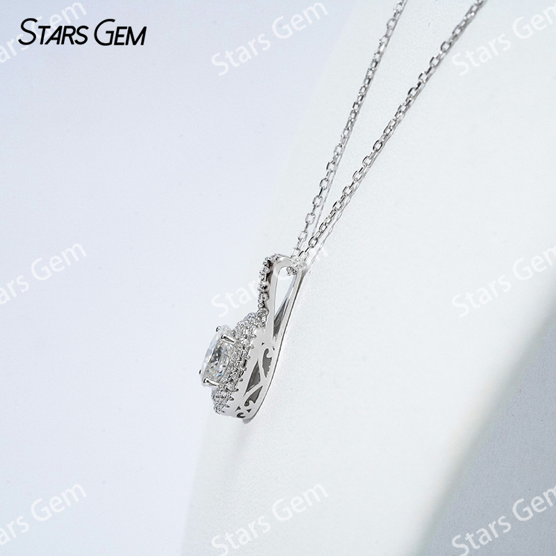 6×8mm Oval Cut Moissanite S925 Sterling Silver Diamond Pendant Necklace