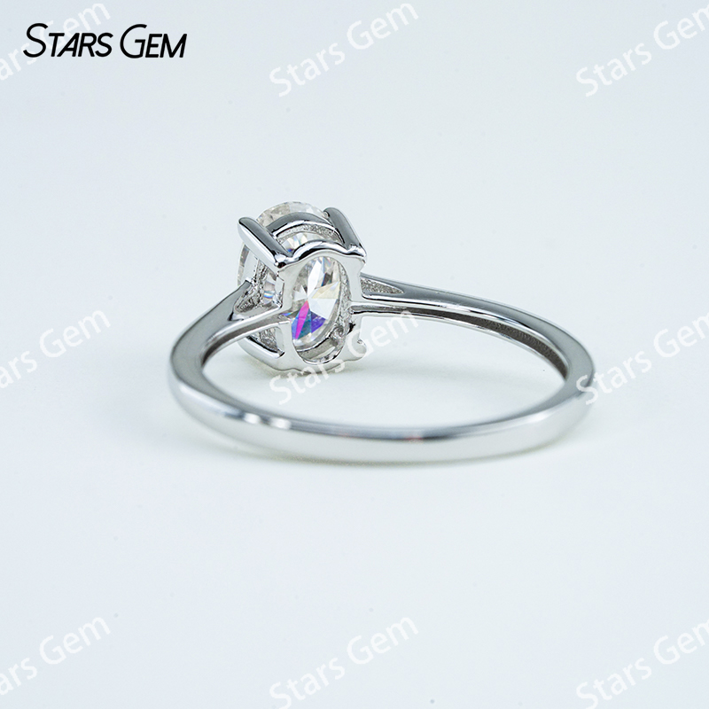 5×7mm Oval Cut Moissanite S925 Sterling Silver Solitaire Engagement Ring