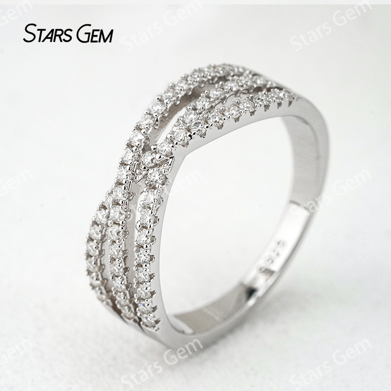 1.3mm Round Brilliant Cut Moissanite S925 Sterling Silver Diamond Eternity Ring