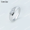 5×7mm Oval Cut Moissanite With Side Moissanite S925 Sterling Silver Engagement Ring