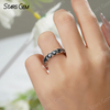 4mm Round Brilliant Cut White Black Moissanite S925 Sterling Silver Diamond Eternity Ring