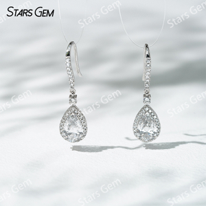 5.7×8.8mm Pear Cut Lab Grown Diamond 18K White Gold Diamond Earrings