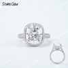 9×11mm Long Cushion Cut Moissanite S925 Sterling Silver Halo Engagement Ring