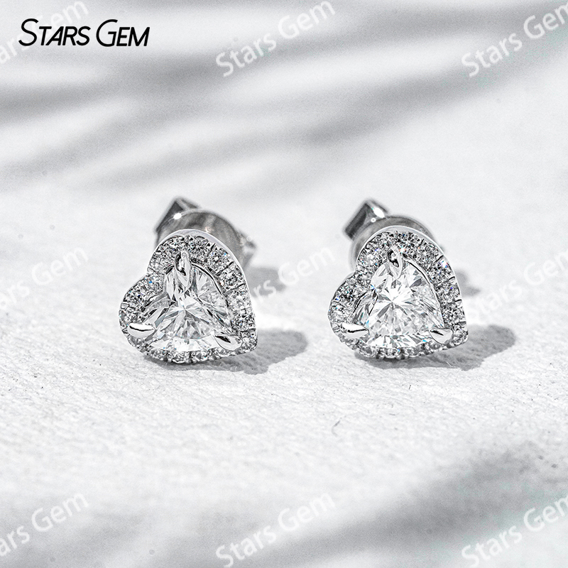 Starsgem Heart Shape Lab Diamond Earrings Jewelry 1.2ct Diamond per pair 18K Gold Lab Grown Diamond Stud Earrings