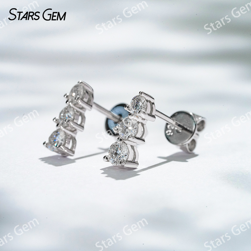 2.5mm & 2.75mm & 3mm Round Brilliant Cut Moissanite S925 Sterling Silver Diamond Stud Earrings