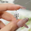6×8mm Octagon Emerald Cut Moissanite S925 Sterling Silver Three Stone Engagement Ring