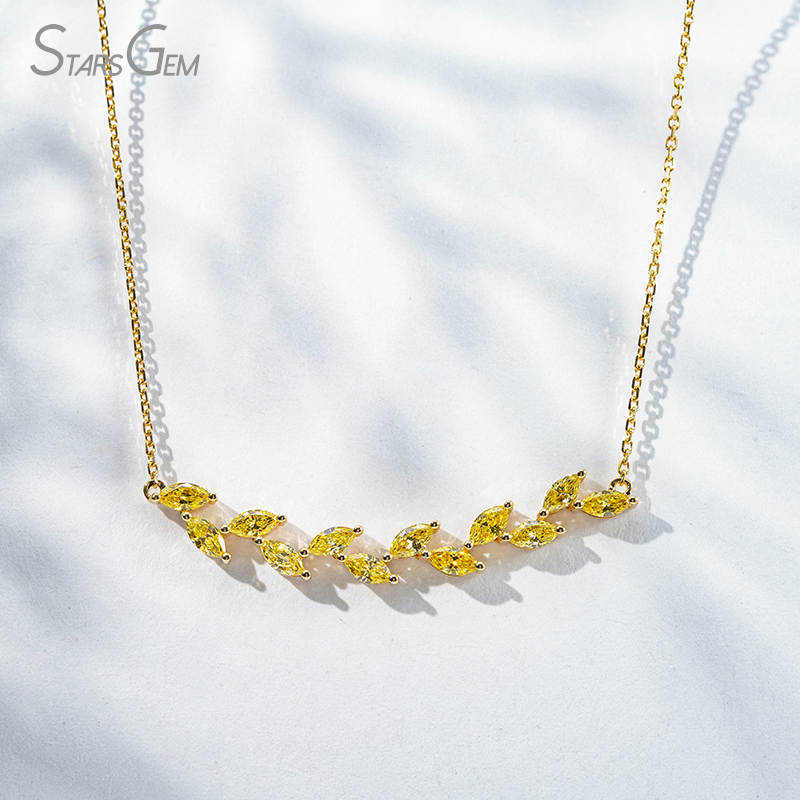 2.5×5mm Marquise Cut Yellow Lab Grown Diamond 18K Yellow Gold Diamond Pendant Necklace