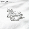 5×5mm Heart Cut & 3×5mm Pear Cut Lab Grown Diamond Butterfly Shape Design 18K White Gold Diamond Stud Earrings