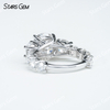 10mm Round Brilliant Cut Moissanite S925 Sterling Silver Pave Engagement Ring