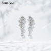 6.5×4.5mm Pear Cut Lab Grown Diamond Fancy Design 18K White Gold Diamond Earrings