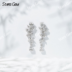 6.5×4.5mm Pear Cut Lab Grown Diamond Fancy Design 18K White Gold Diamond Earrings