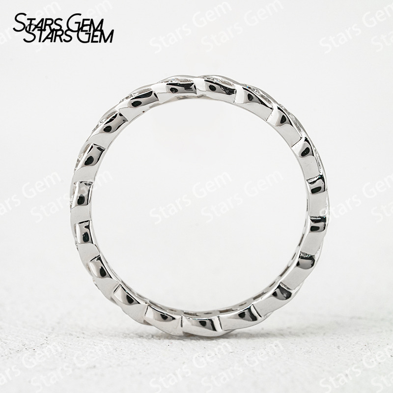 1.8mm Round Brilliant Cut Moissanite S925 Sterling Silver Diamond Eternity Ring