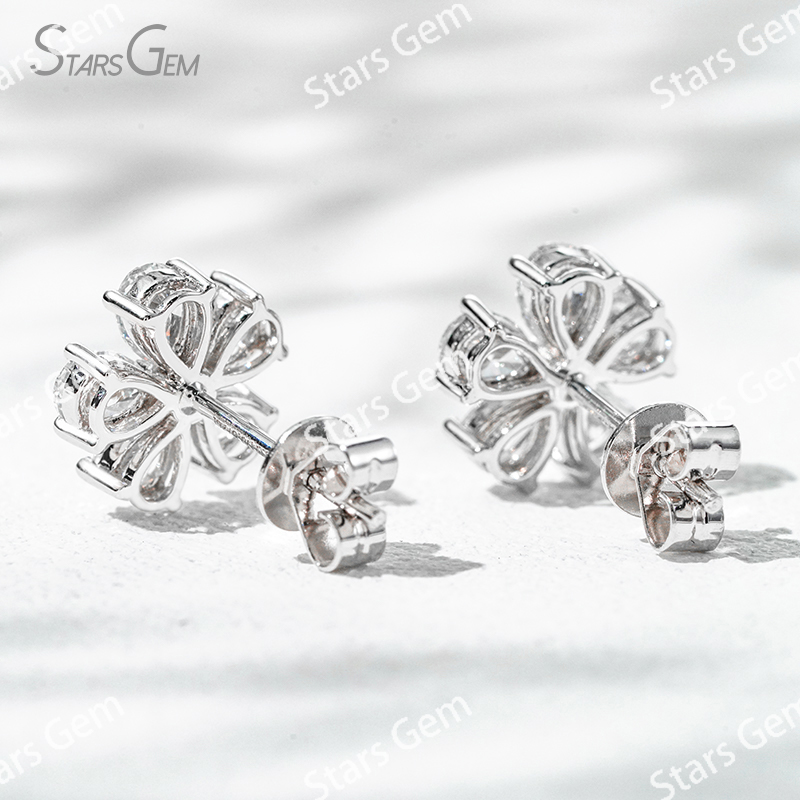 3×4mm Pear Cut Lab Grown Diamond Petals Shape Design 18K Gold Diamond Stud Earrings