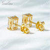 6.9×5mm Radiant Cut Lab Grown Diamond 4 Prongs 18K Gold Diamond Stud Earrings